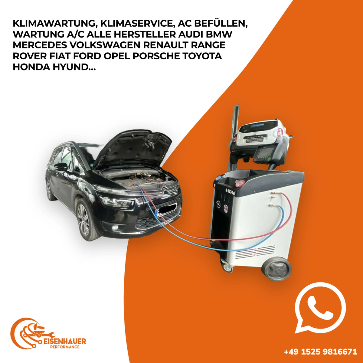 KLIMAWARTUNG,KLIMASERVICE,AC BEFÜLLEN,WARTUNG A/C Alle Hersteller Audi BMW Mercedes Volkswagen Renault Rang…