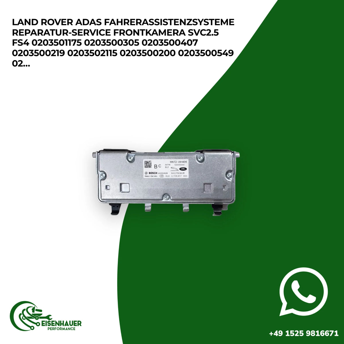 Land Rover ADAS Fahrerassistenzsysteme Reparatur Service Frontkamera SVC2.5 FS4 0203501175 0203500305 02035…