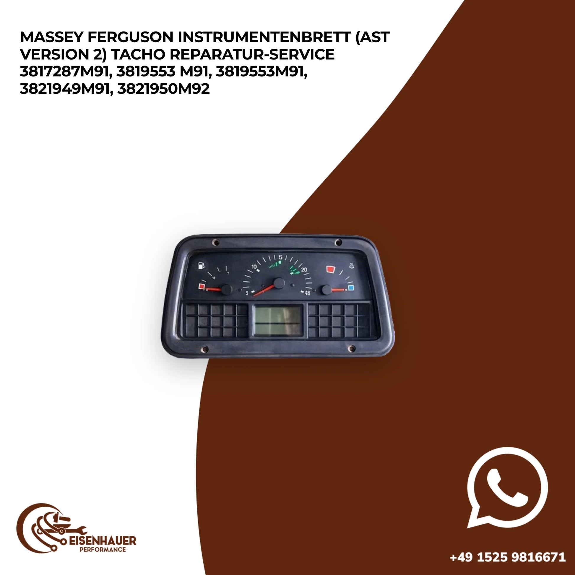 Massey Ferguson Instrumentenbrett (AST Version 2) Tacho Reparatur Service 3817287M91, 3819553 M91, 3819553M…