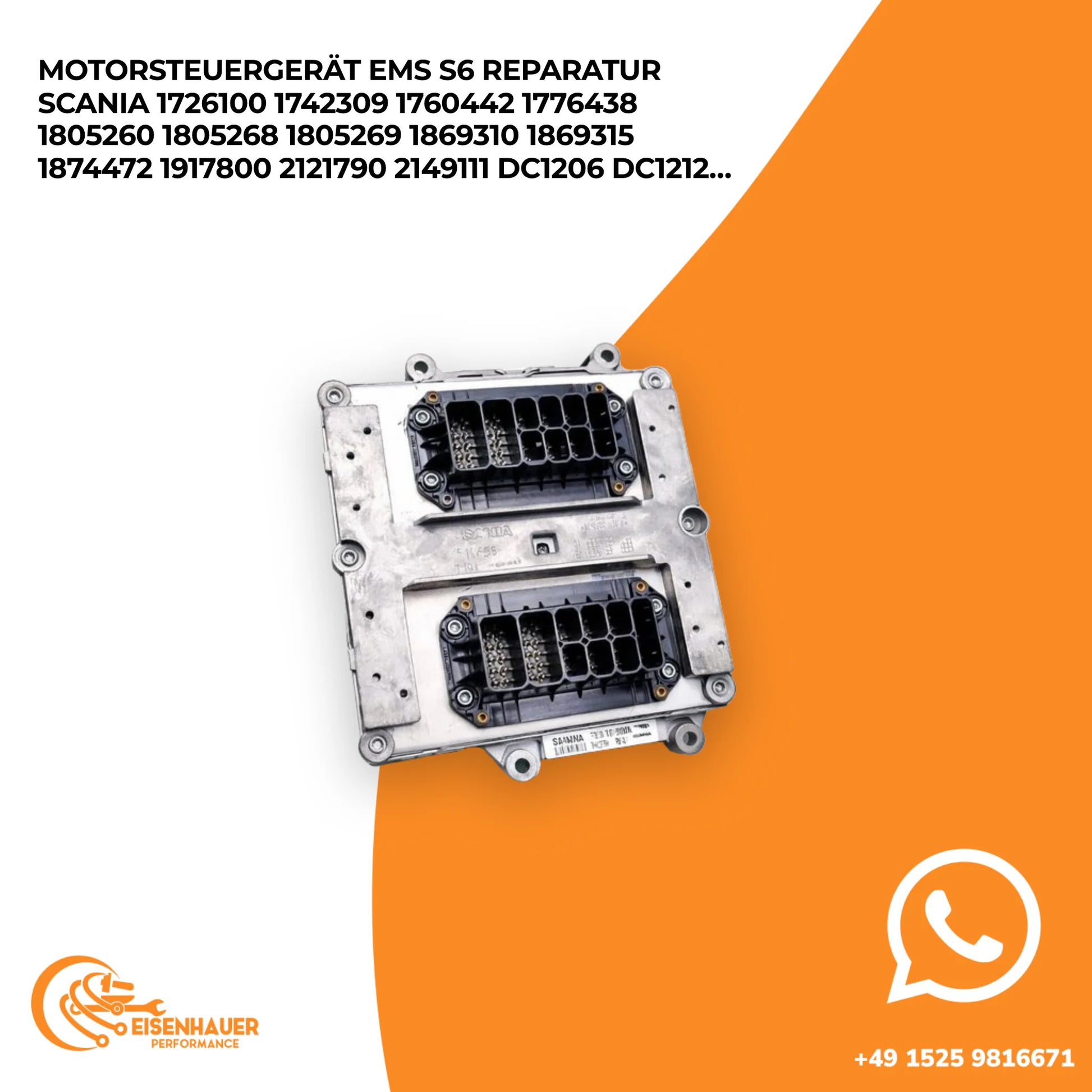 Motorsteuergerät EMS S6 Reparatur Scania 1726100 1742309 1760442 1776438 1805260 1805268 1805269 1869310 18…