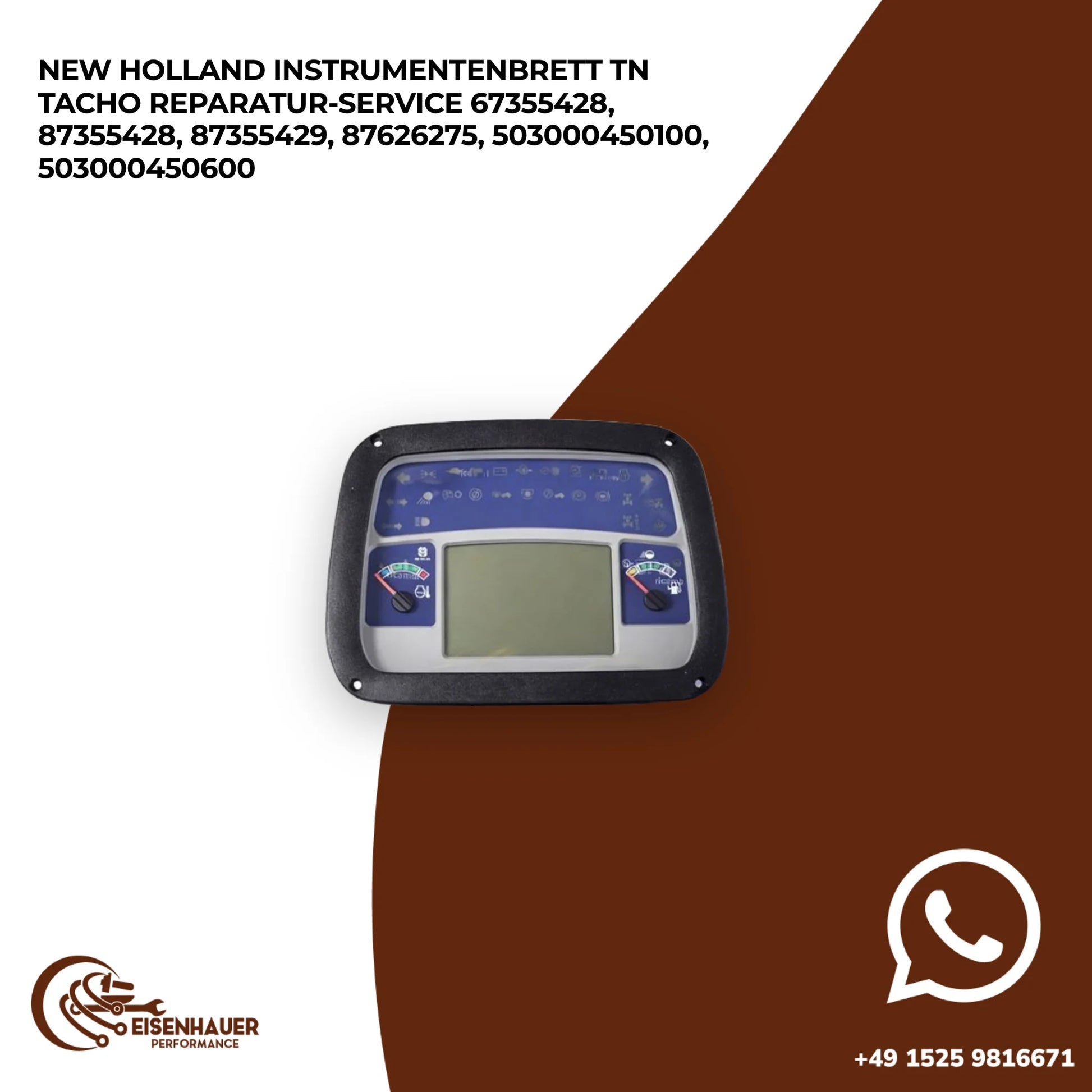 New Holland Instrumentenbrett TN Tacho Reparatur Service 67355428, 87355428, 87355429, 87626275, 5030004501…