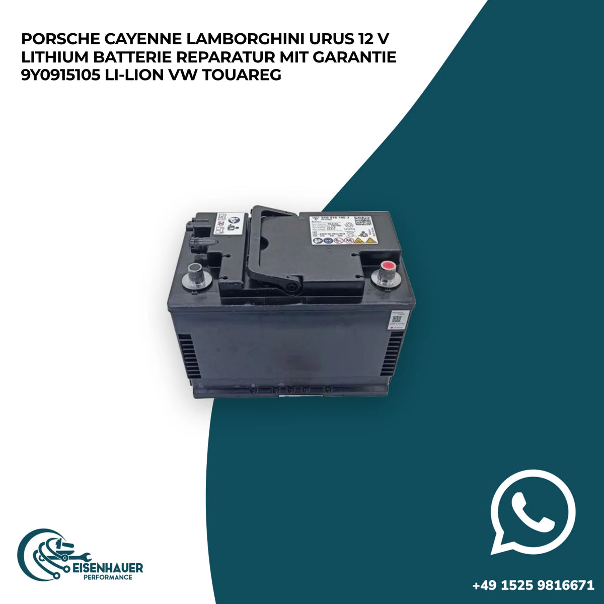 Porsche Cayenne Lamborghini Urus 12 V Lithium Batterie Reparatur️ ️ 9Y0915105 LI-LION VW Touareg