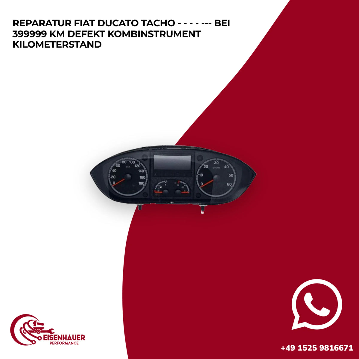 REPARATUR FIAT DUCATO TACHO - - - - --- BEI 399999 KM DEFEKT Kombinstrument Kilometerstand