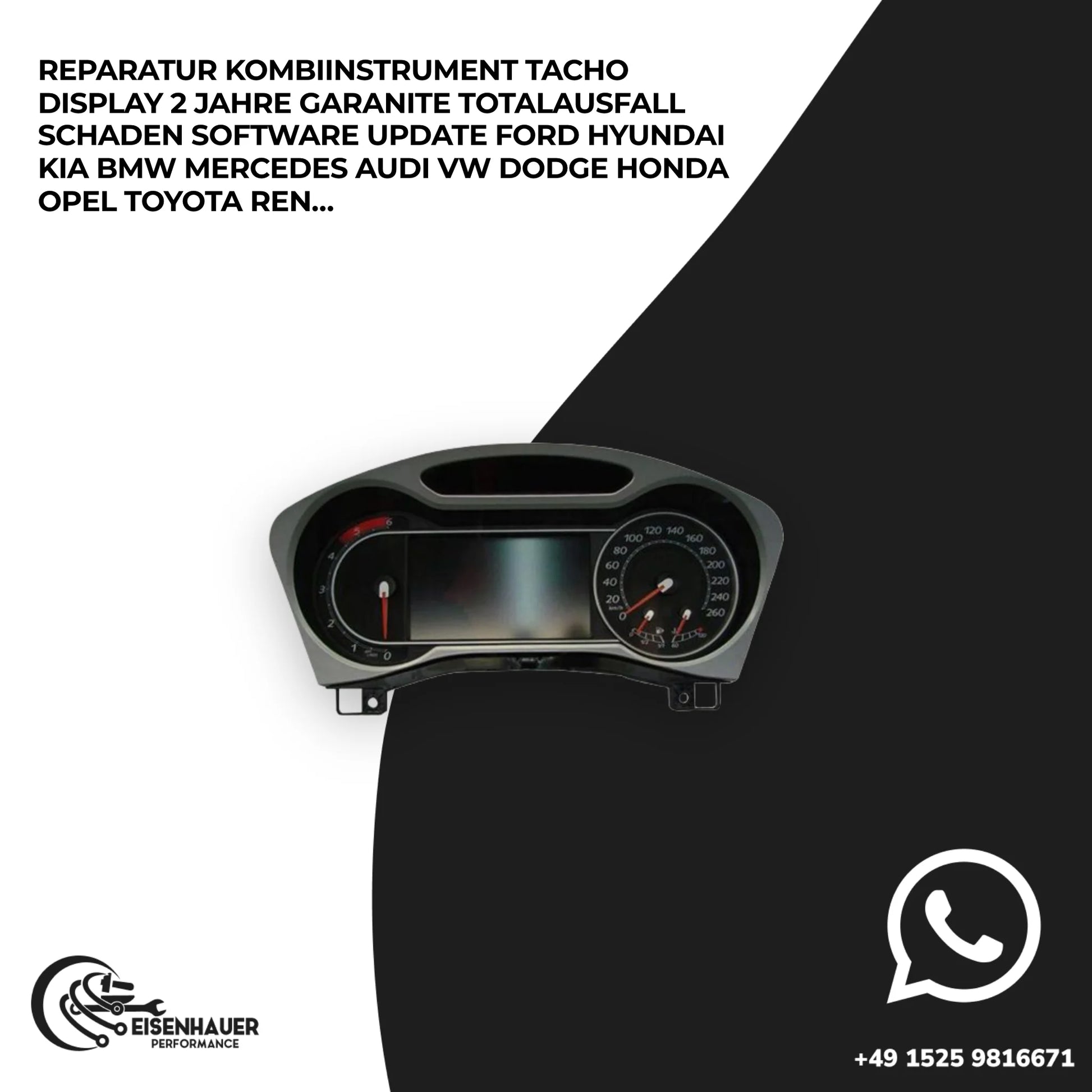 Reparatur Kombiinstrument Tacho Display️2 Jahre Garanite️Totalausfall Schaden Software Update Ford Hyundai…
