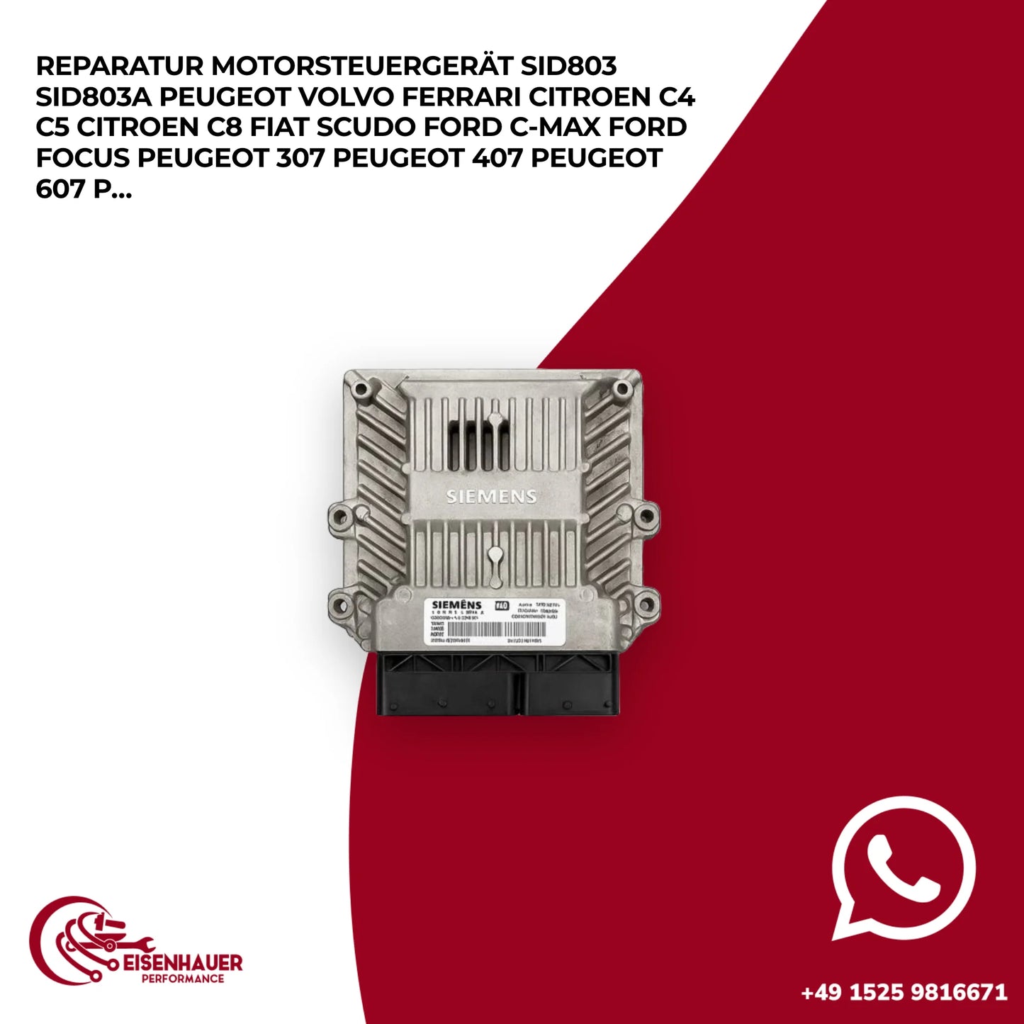 Reparatur Motorsteuergerät SID803 SID803A Peugeot Volvo Ferrari Citroen C4 C5 Citroen C8 Fiat Scudo Ford C…