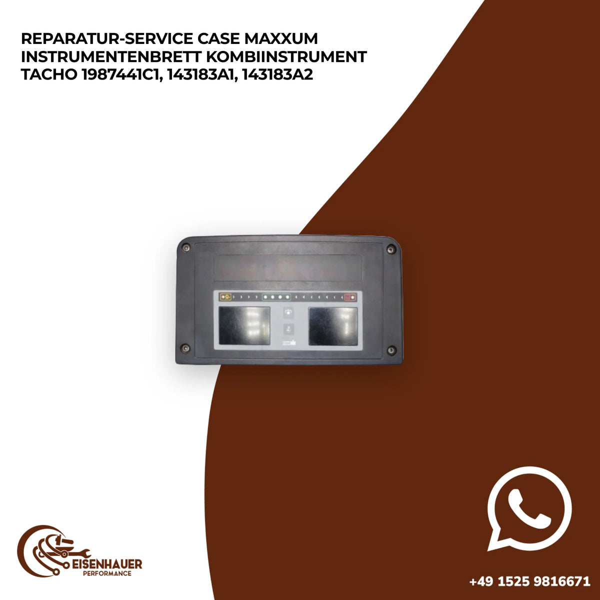 Reparatur Service CASE Maxxum Instrumentenbrett Kombiinstrument Tacho 1987441C1, 143183A1, 143183A2