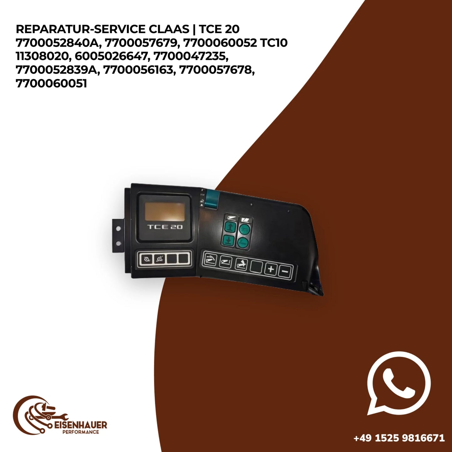 Reparatur Service Claas | TCE 20 7700052840A, 7700057679, 7700060052 TC10 11308020, 6005026647, 7700047235…