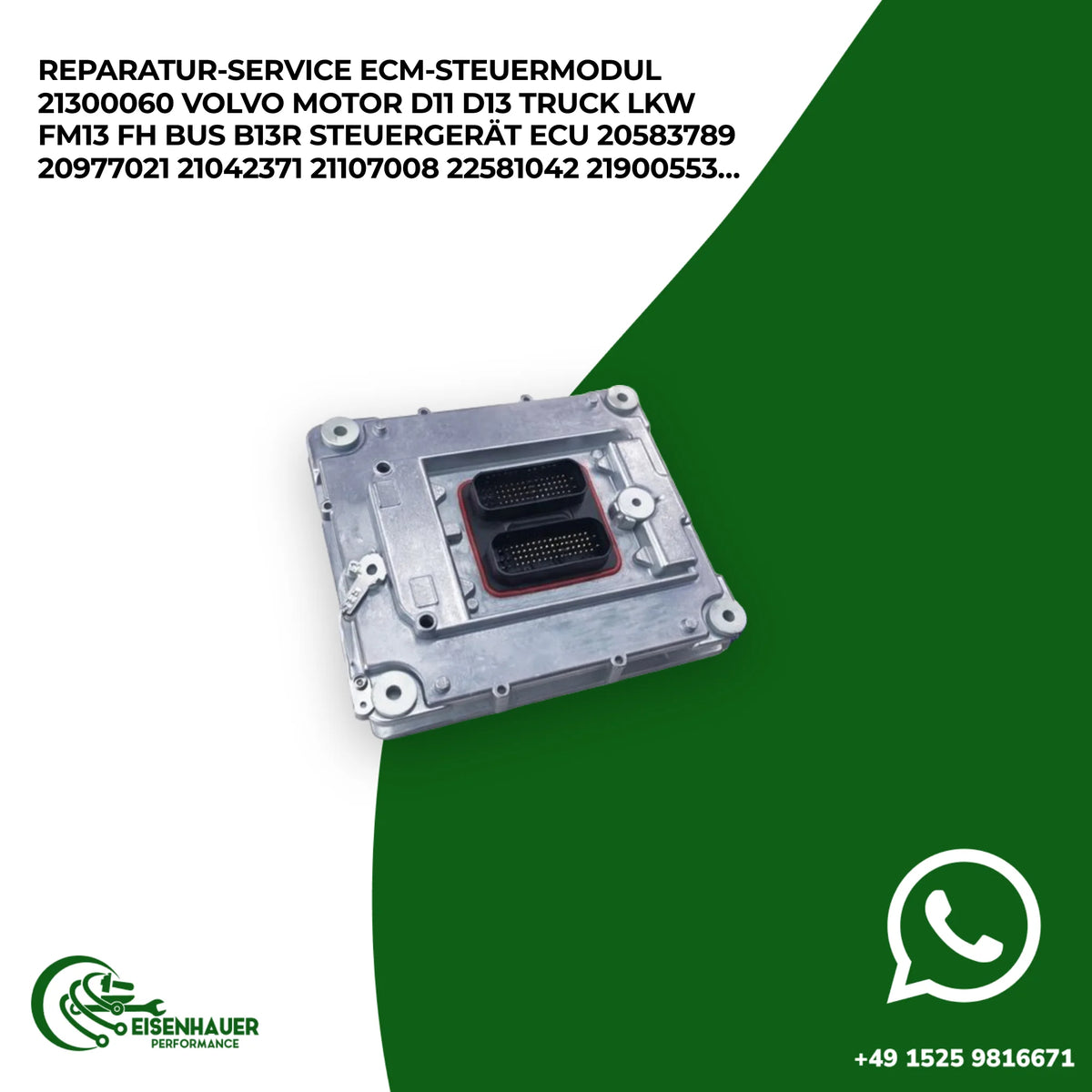 Reparatur Service ECM-Steuermodul 21300060 Volvo Motor D11 D13 Truck LKW FM13 FH Bus B13R Steuergerät ECU 2…