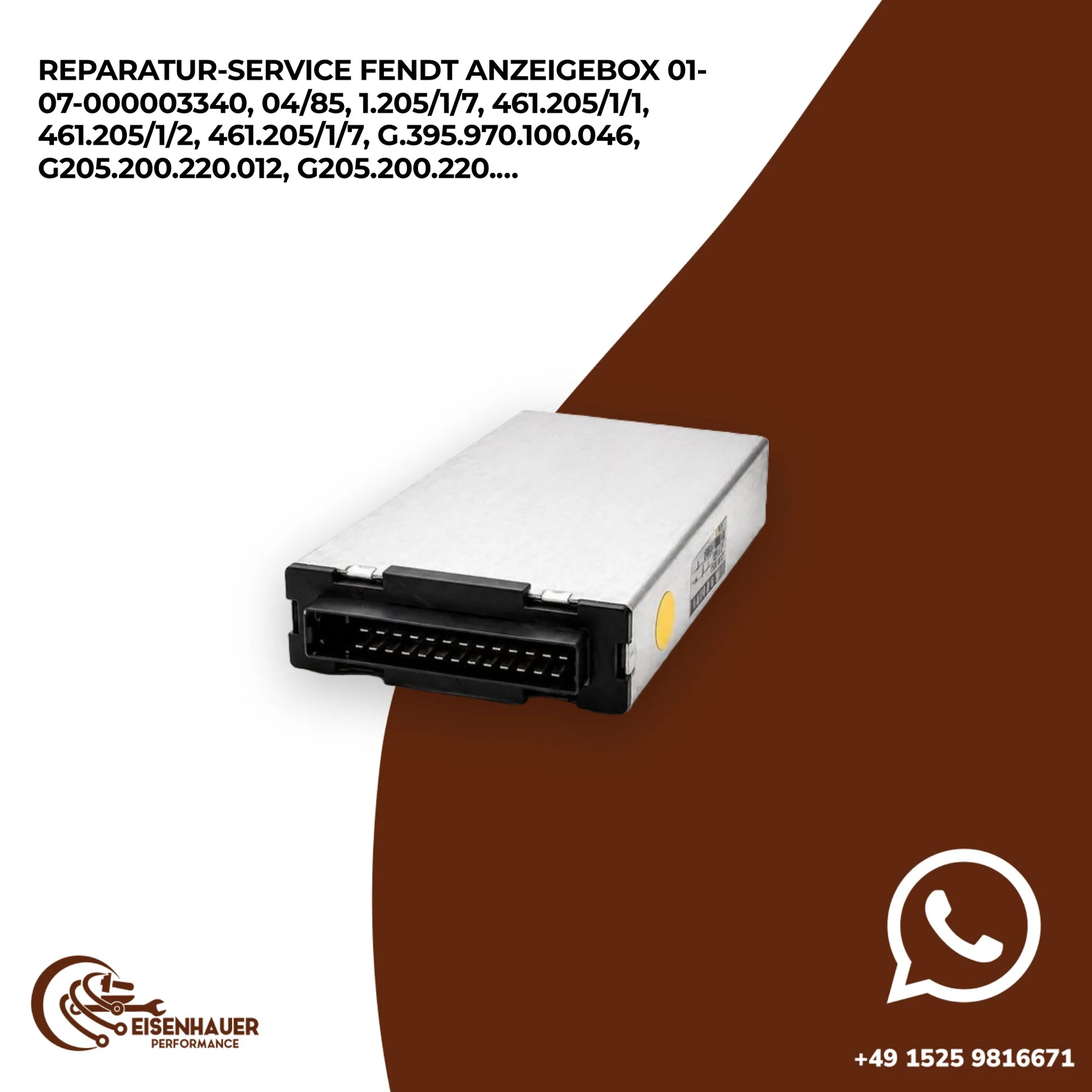 Reparatur Service Fendt Anzeigebox 01-07-000003340, 04/85, 1.205/1/7, 461.205/1/1, 461.205/1/2, 461.205/1/7…