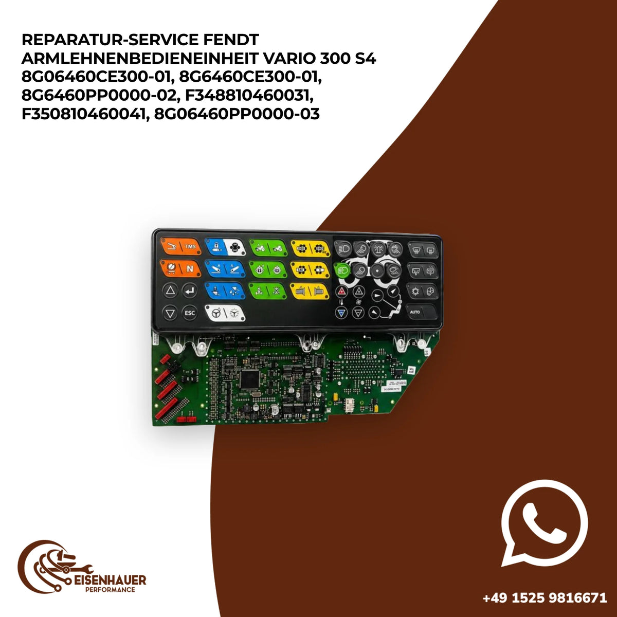 Reparatur Service Fendt Armlehnenbedieneinheit Vario 300 S4 8G06460CE300-01, 8G6460CE300-01, 8G6460PP0000-0…