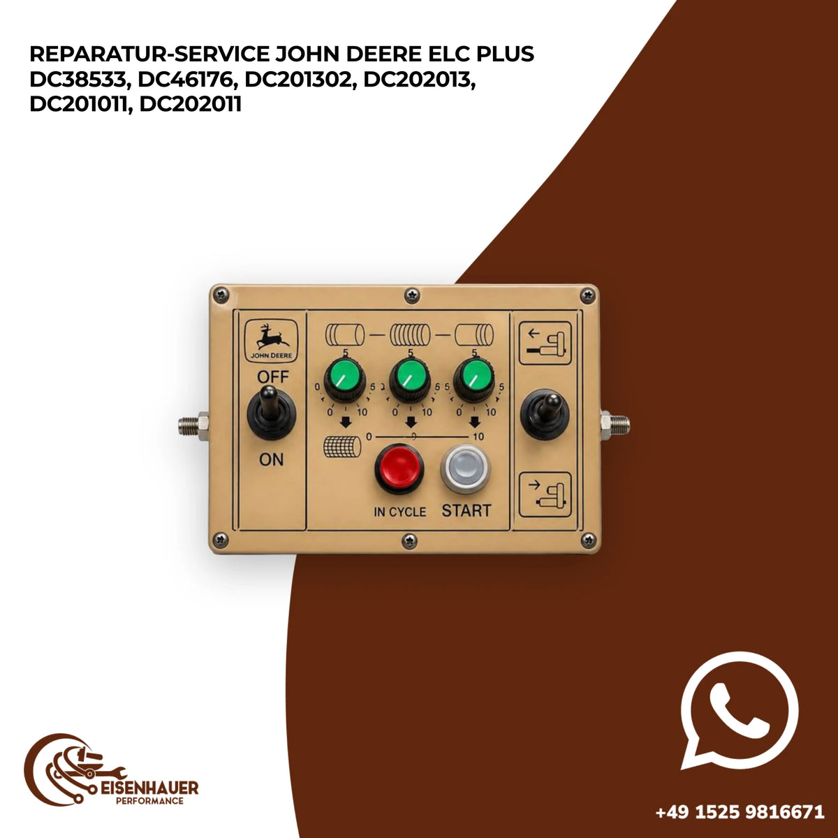 Reparatur Service John Deere ELC Plus DC38533, DC46176, DC201302, DC202013, DC201011, DC202011