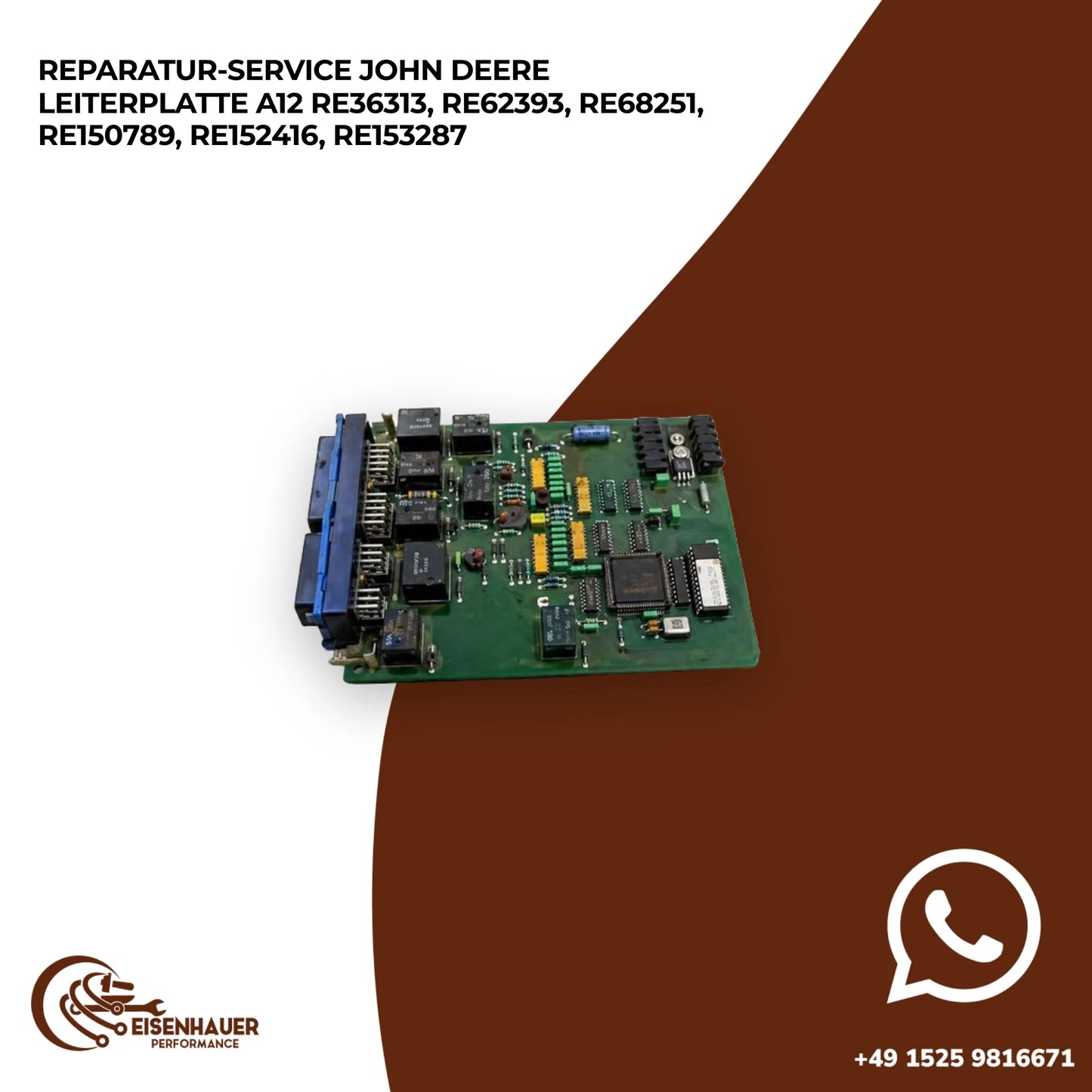 Reparatur Service John Deere Leiterplatte A12 RE36313, RE62393, RE68251, RE150789, RE152416, RE153287