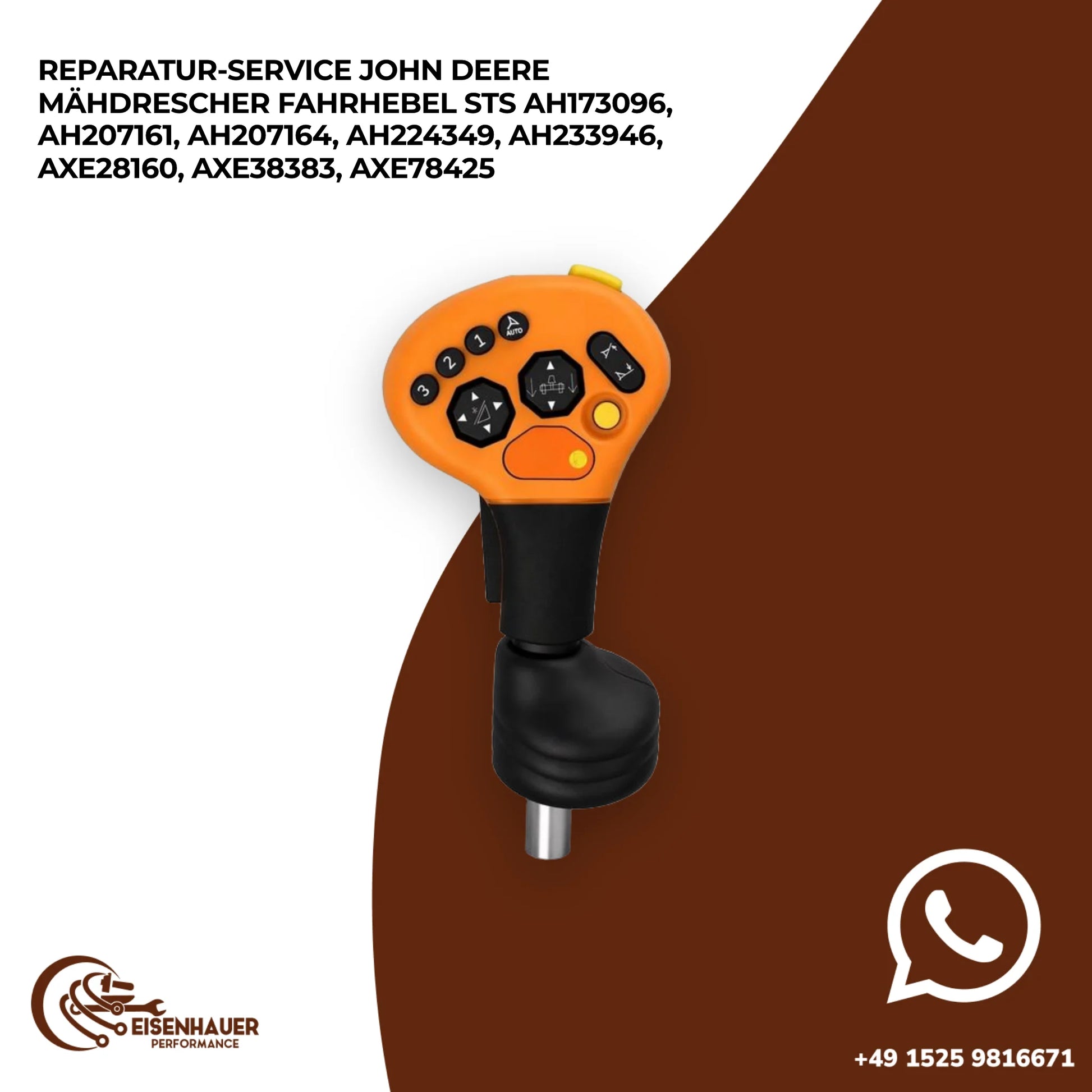Reparatur Service John Deere Mähdrescher Fahrhebel STS AH173096, AH207161, AH207164, AH224349, AH233946, AX…