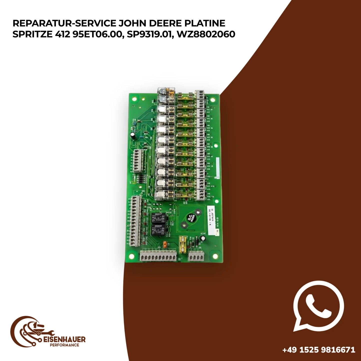 Reparatur Service John Deere Platine Spritze 412 95ET06.00, SP9319.01, WZ8802060