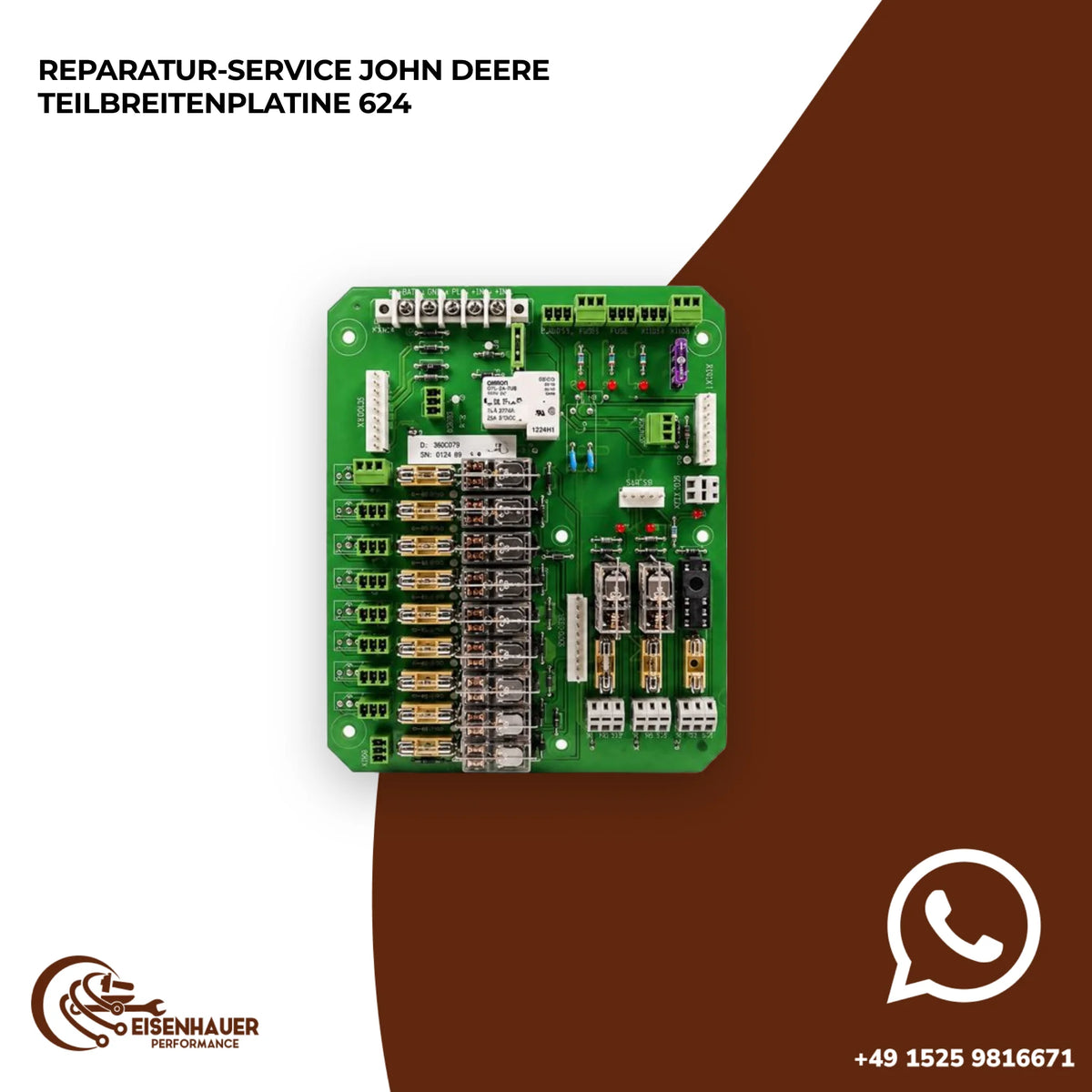 Reparatur Service John Deere Teilbreitenplatine 624