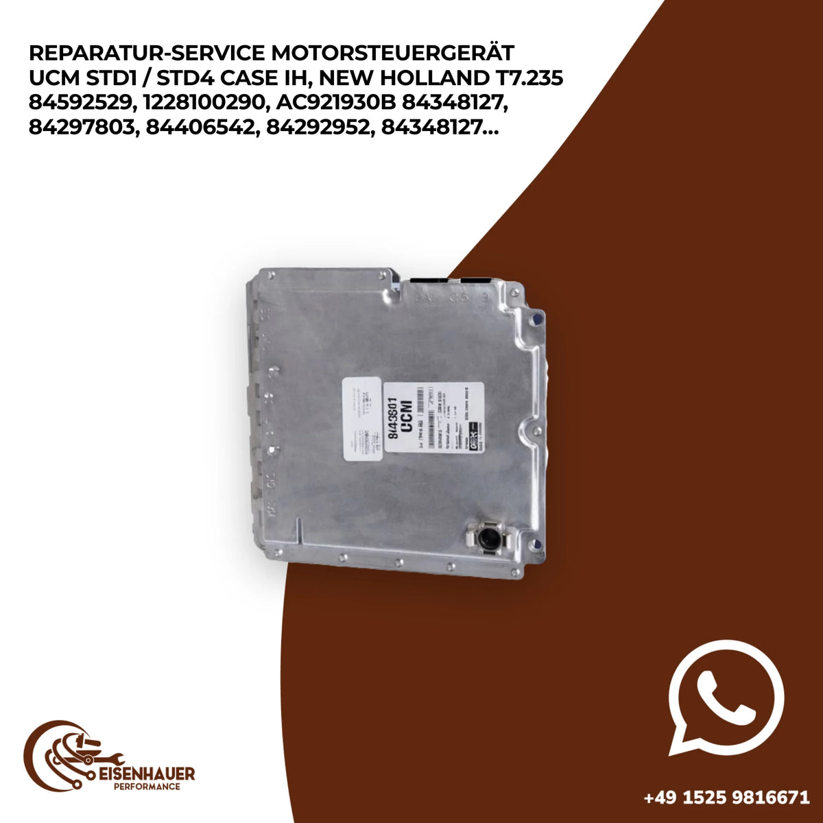 Reparatur Service Motorsteuergerät UCM STD1 / STD4 CASE IH, New Holland T7.235 84592529, 1228100290, AC9219…