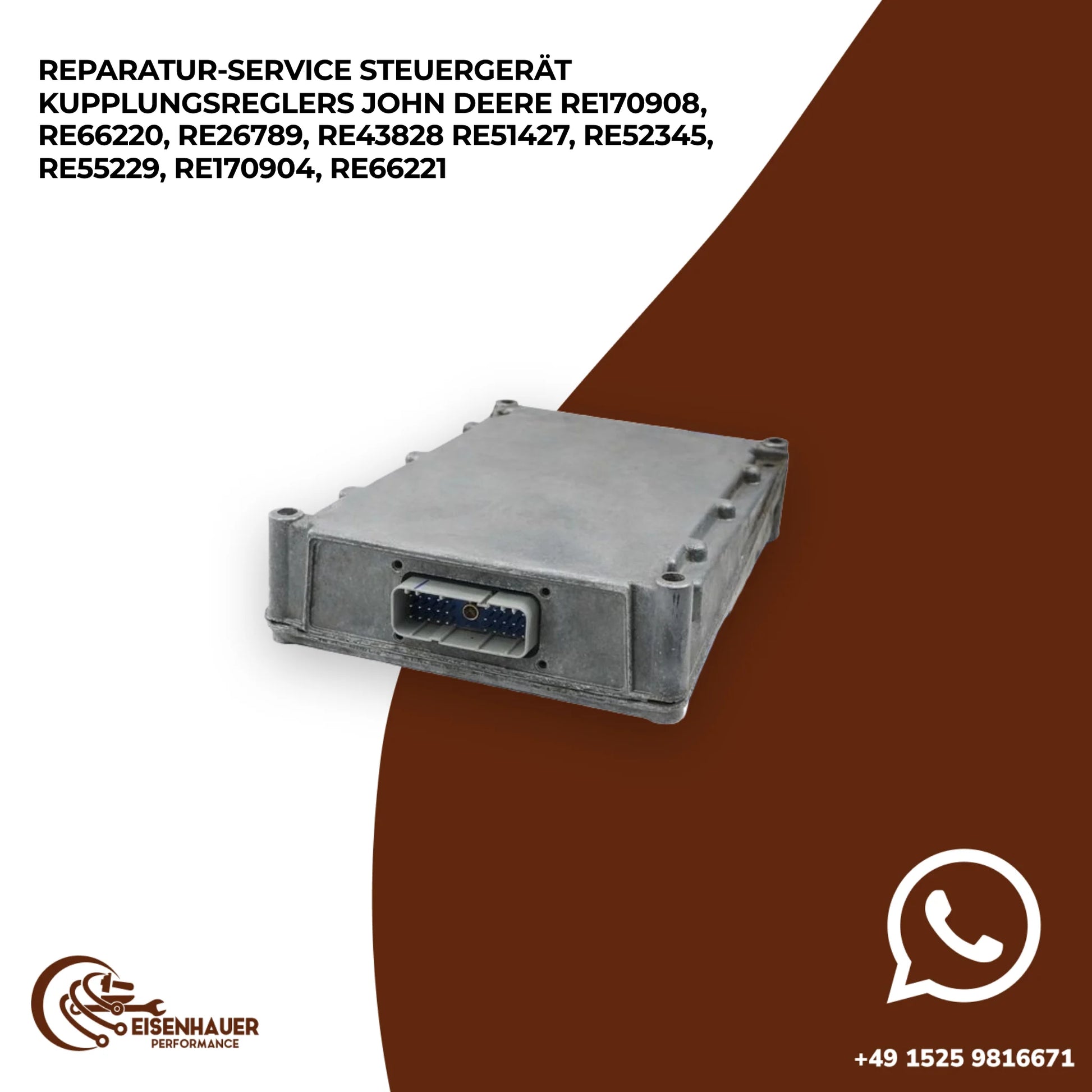 Reparatur Service Steuergerät Kupplungsreglers John Deere RE170908, RE66220, RE26789, RE43828 RE51427, RE52…