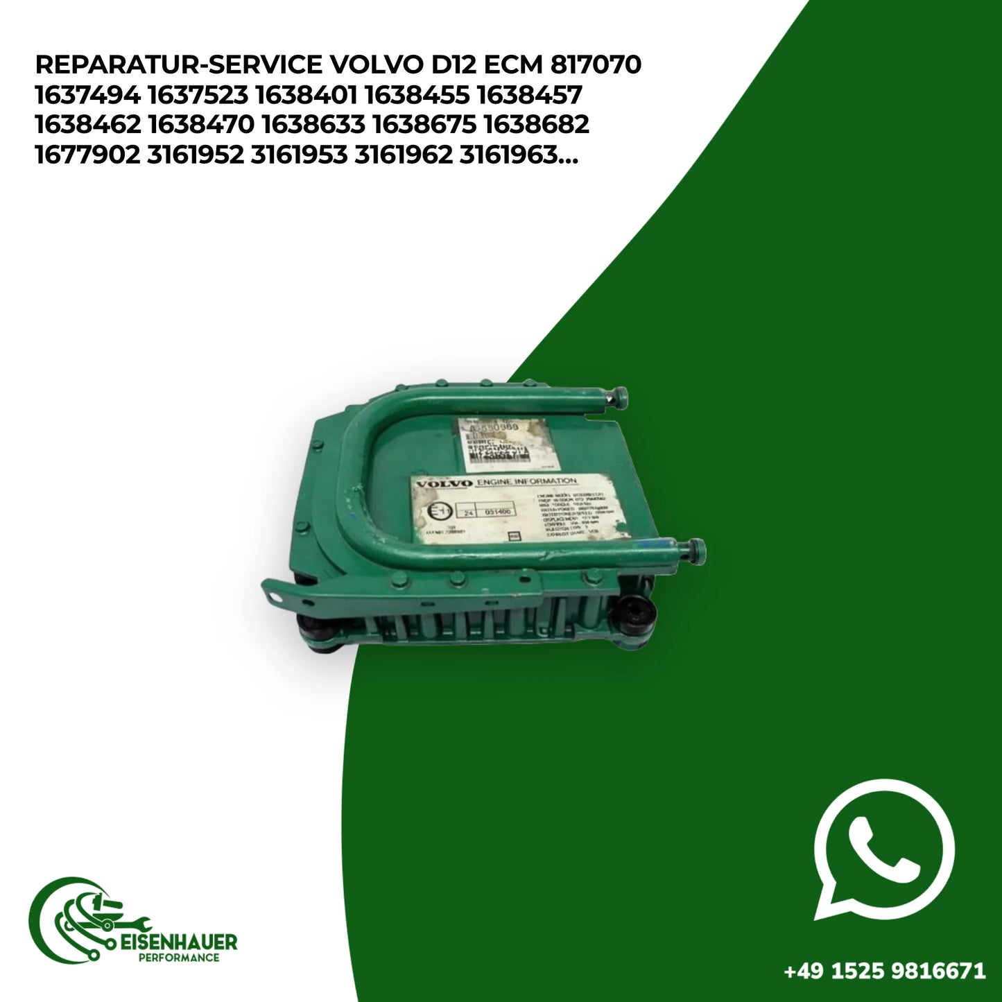 Reparatur Service Volvo D12 ECM 817070 1637494 1637523 1638401 1638455 1638457 1638462 1638470 1638633 1638…