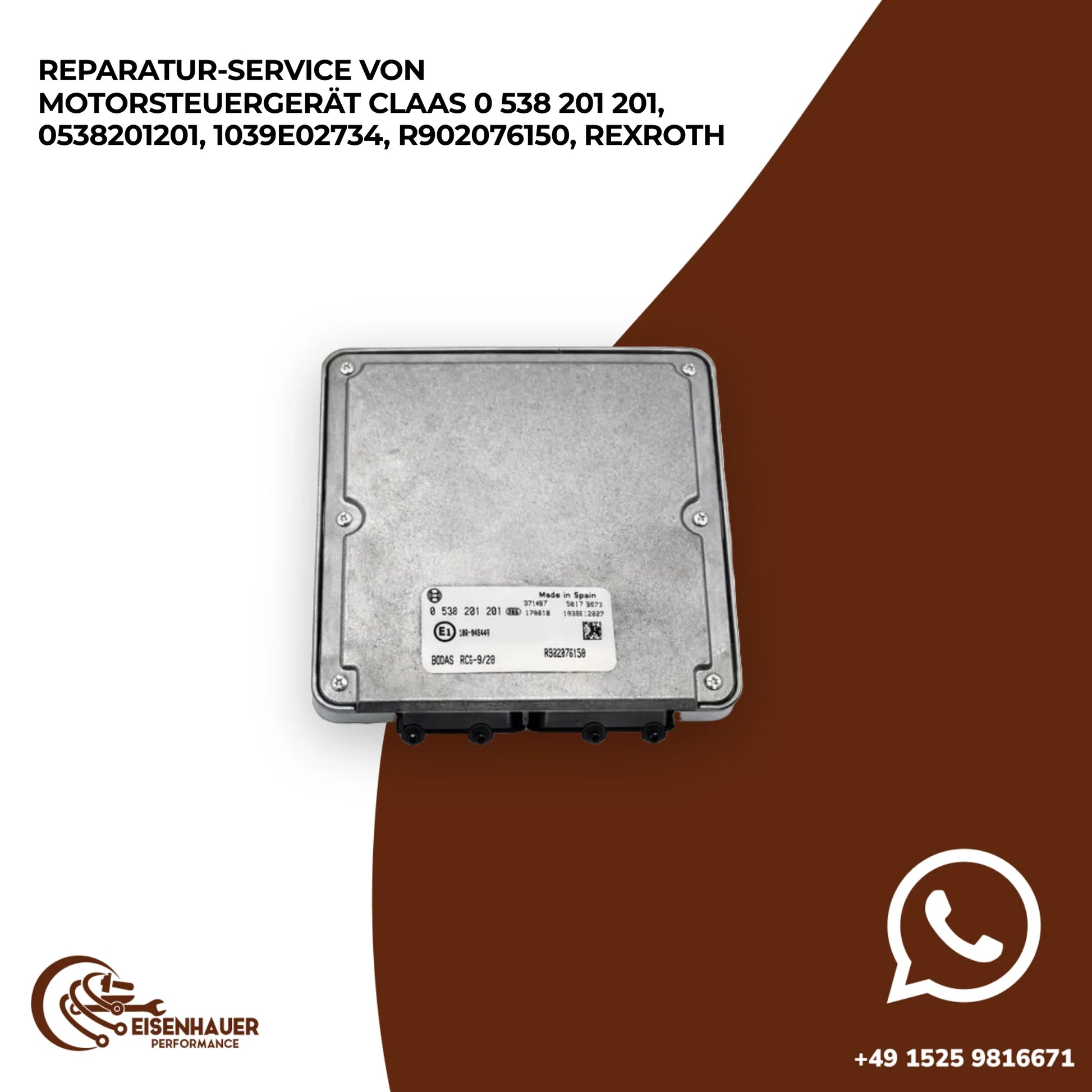Reparatur Service von Motorsteuergerät Claas 0 538 201 201, 0538201201, 1039Е02734, R902076150, Rexroth