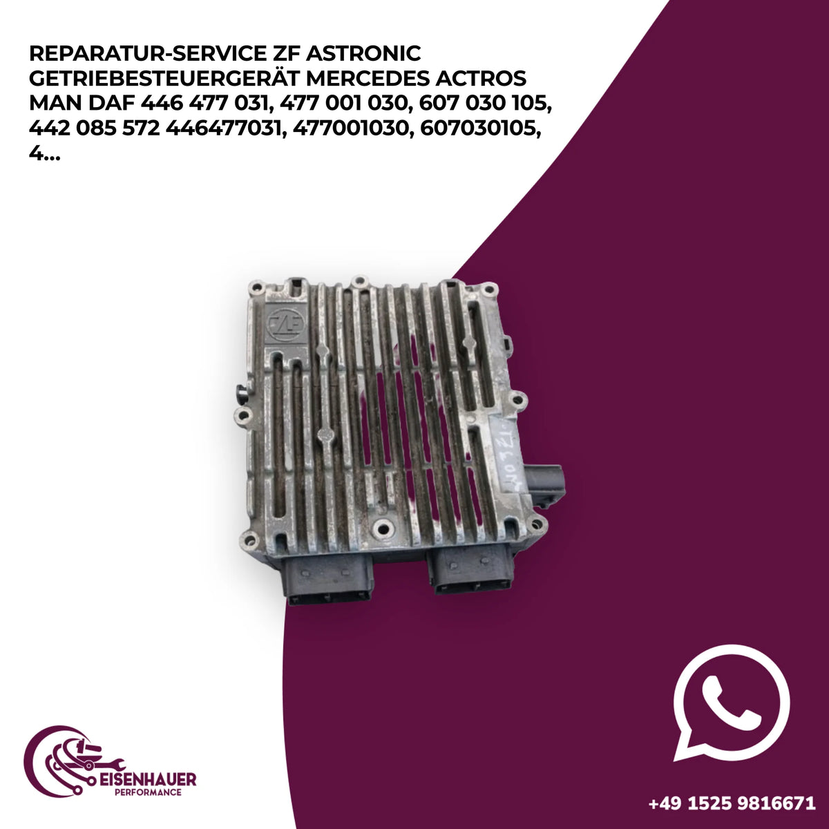 Reparatur Service ZF Astronic Getriebesteuergerät Mercedes Actros Man Daf 446 477 031, 477 001 030, 607 030…