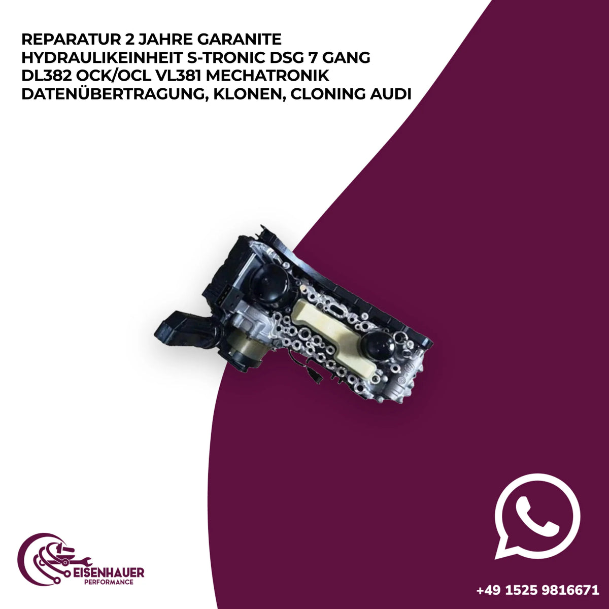 Reparatur️2 Jahre Garanite️Hydraulikeinheit S-Tronic DSG 7 Gang DL382 OCK/OCL VL381 Mechatronik Datenübertr…