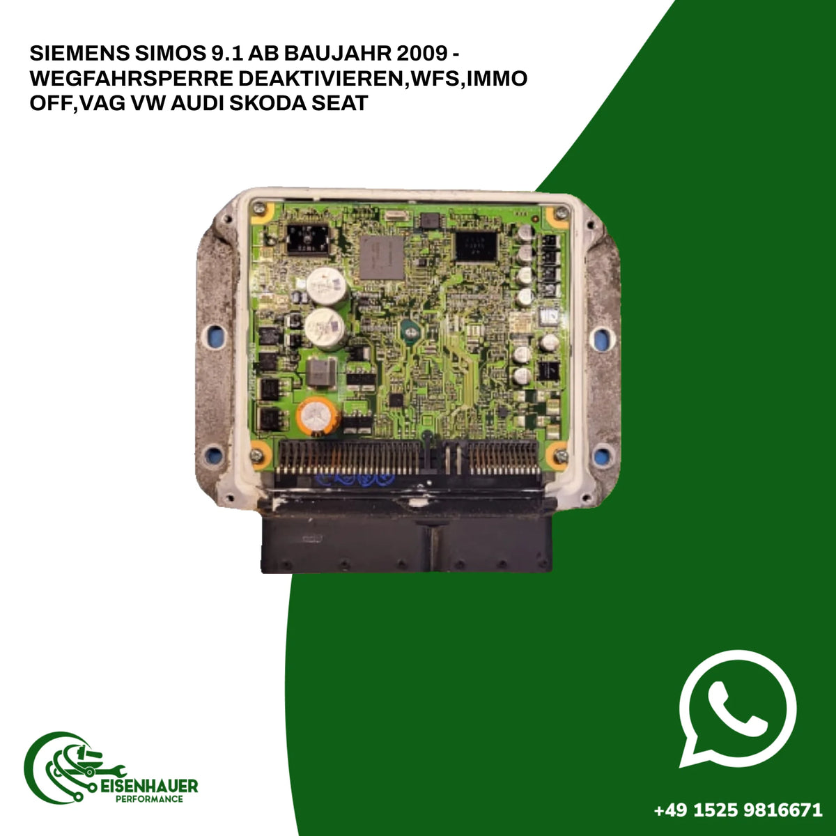 Siemens Simos 9.1 ab Baujahr 2009 - Wegfahrsperre Deaktivieren,WFS,IMMO OFF,VAG VW AUDI SKODA SEAT