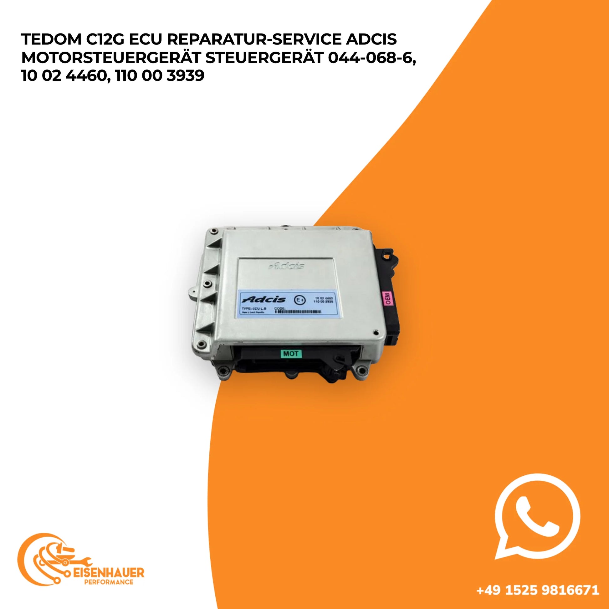 Tedom C12G ECU Reparatur Service Adcis Motorsteuergerät Steuergerät 044-068-6, 10 02 4460, 110 00 3939