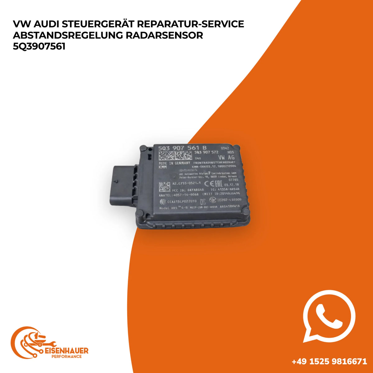 VW Audi Steuergerät Reparatur Service Abstandsregelung Radarsensor 5Q3907561